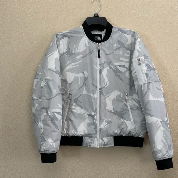 The North Face Camouflage Bomber Jacket White & Gray Women’s M - Picture 3 of 16